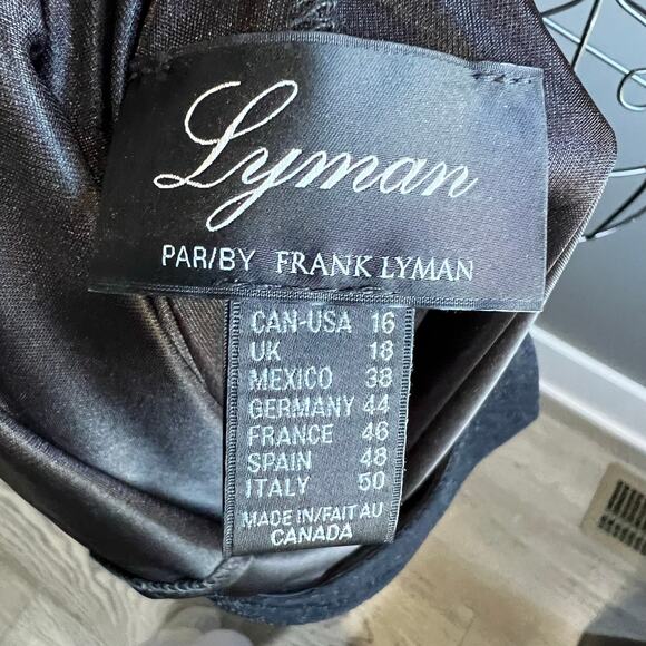 FRANK LYMAN Black Sparkle Dress with DIAMANTE Back bar Size 16 - Picture 6 of 7